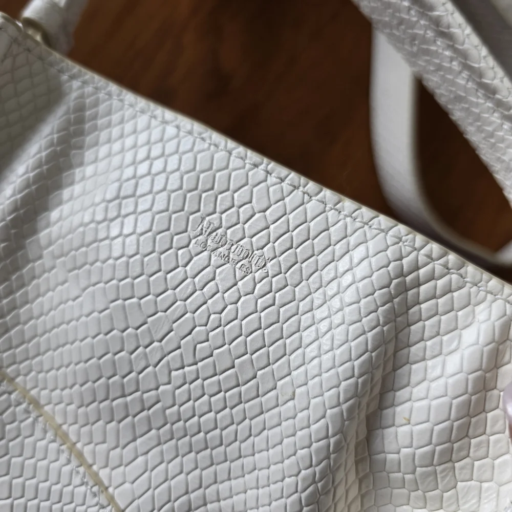 Hammitt DAVIS Small White Embossed Snake Skin Brushed Gold Crossbody Bag Purse - Picture 3 of 10